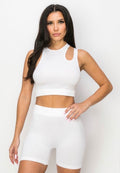 White Cutout Biker Set