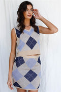 Azure Charm Set - Blue Vest and Plaid Skirt Set 