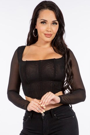 mesh corset crop