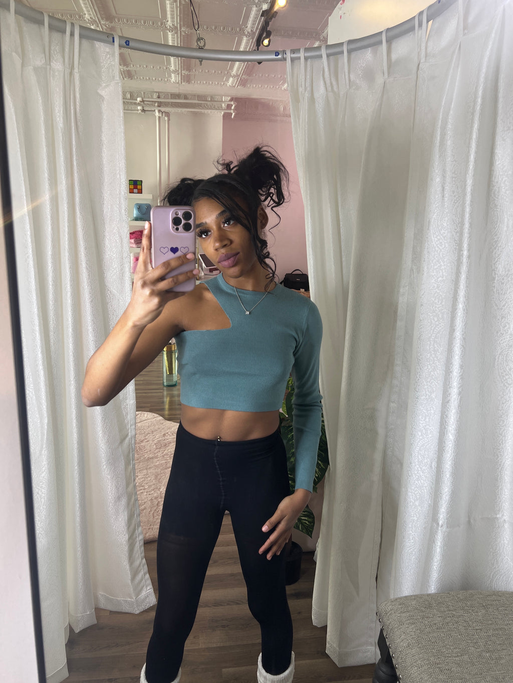 Cut Out One Sleeve Crop