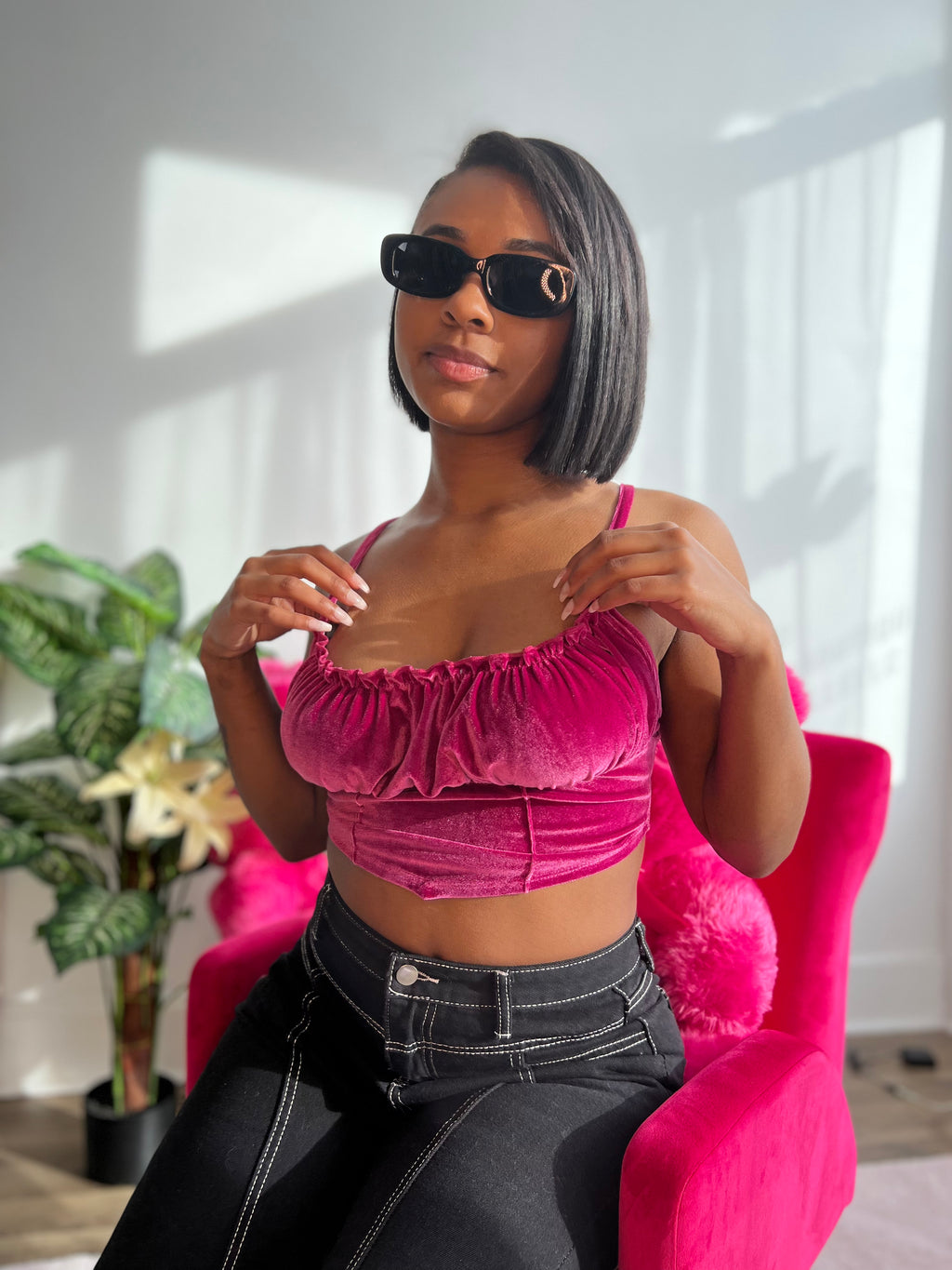 Ruffled Gal Velvet Top