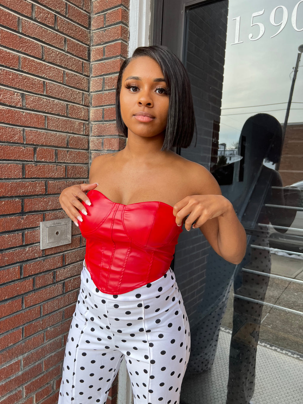 Ruby Red Leather Top