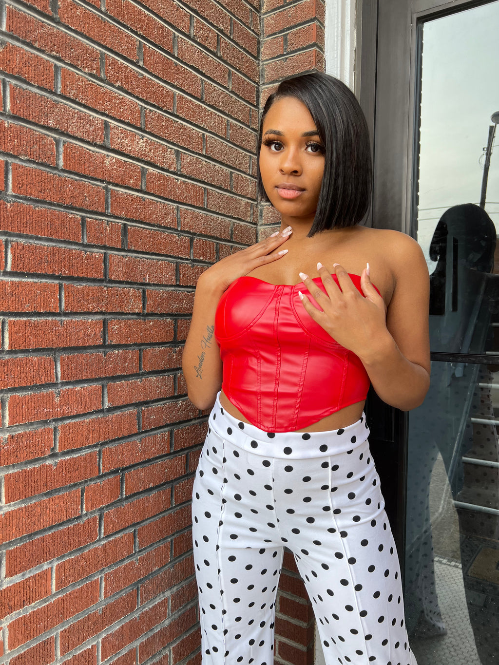 Ruby Red Leather Top