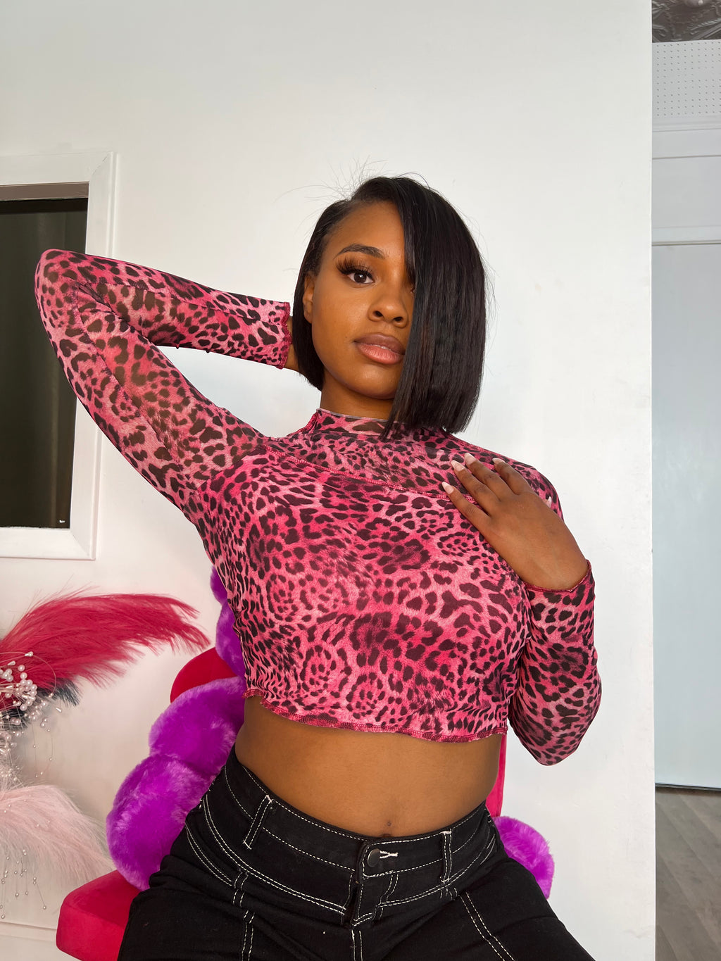 Pink Cheetah Gal Crop