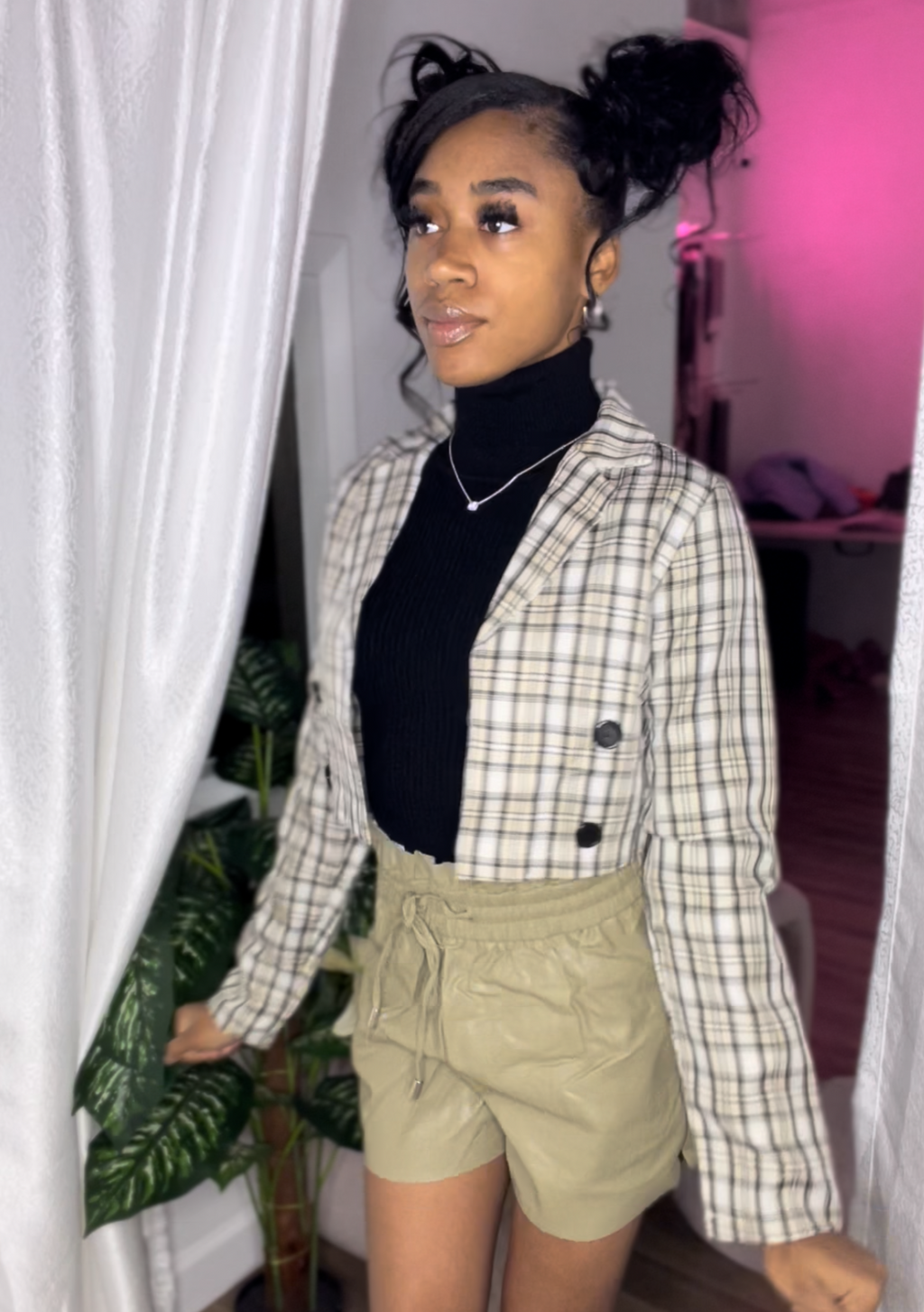 Plaid Crop Blazer